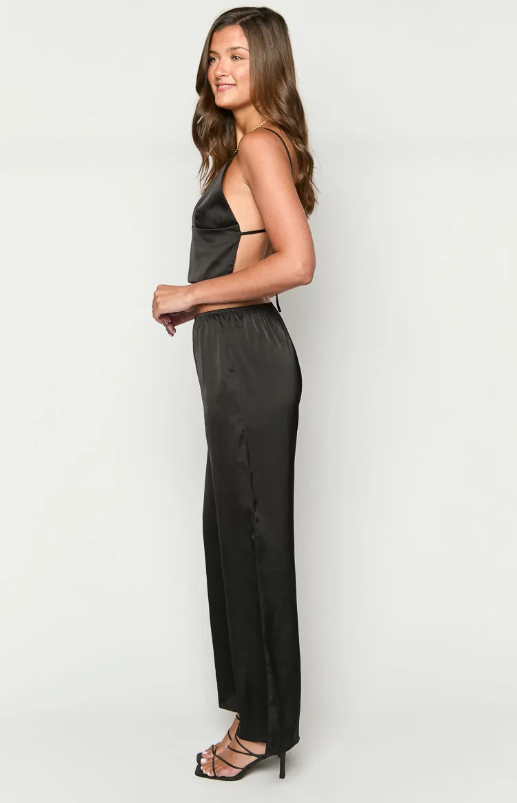 Bridget Black Satin Pants