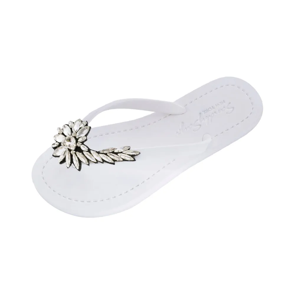 Broadway - Crystal Rhine Stone Embellished Women's Flat Flip Flops Sandal