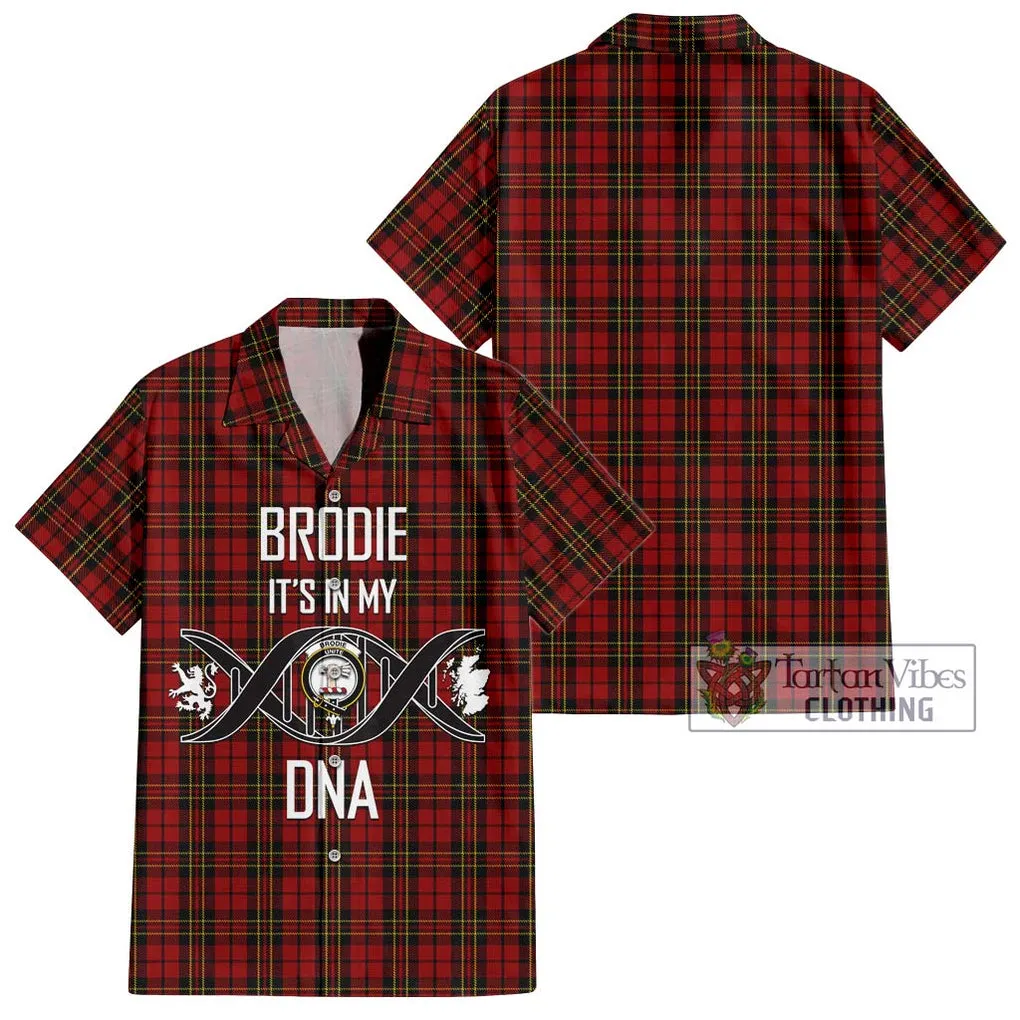 Brodie Tartan Short Sleeve Button Shirt with Family Crest DNA In Me Style