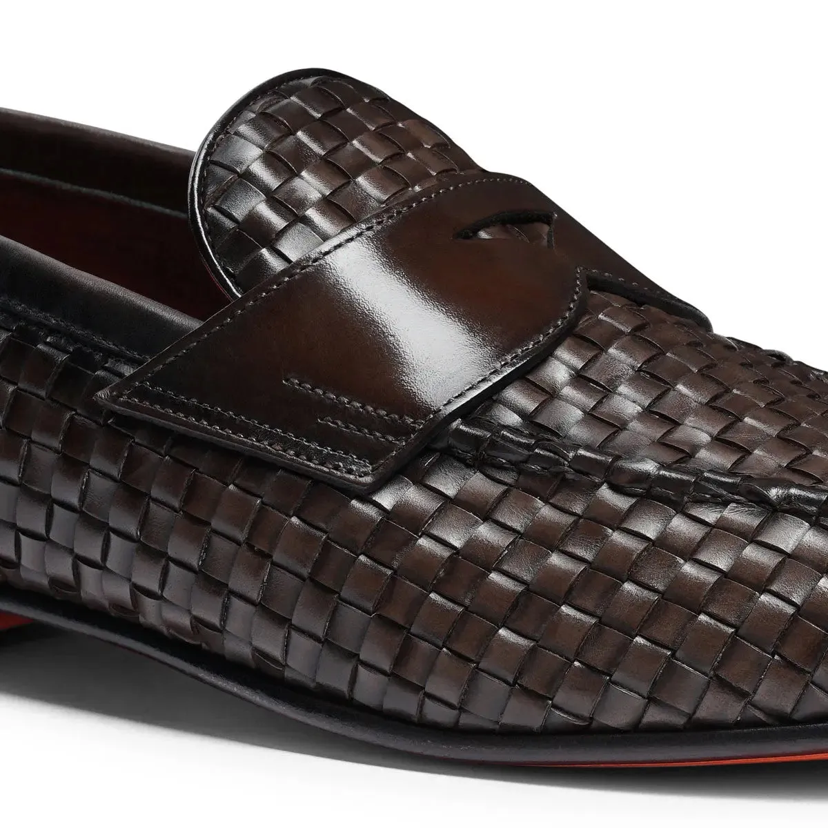 Brown Woven Leather Loafer