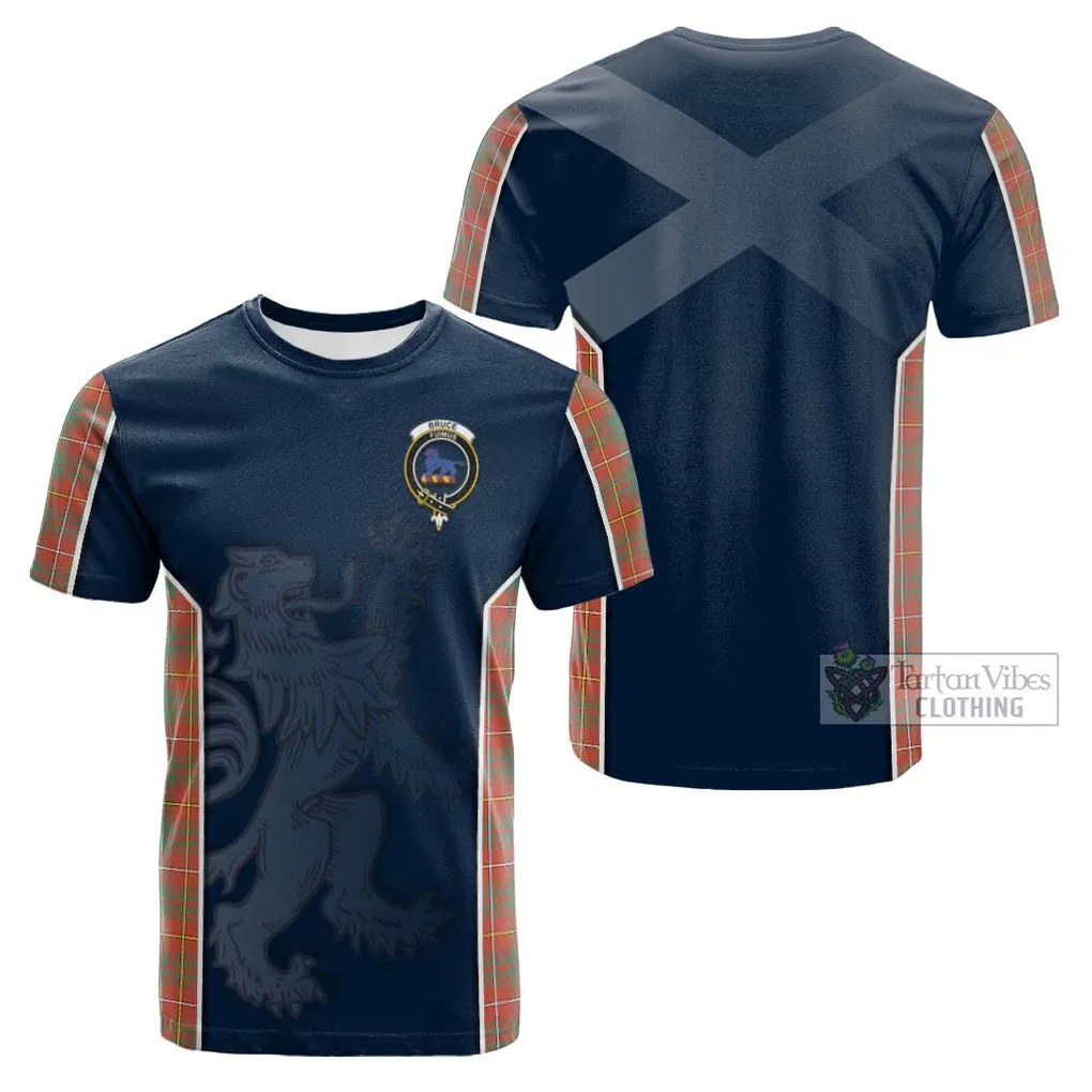 Bruce Ancient Tartan Cotton T-shirt with Family Crest and Lion Rampant Vibes Sport Style