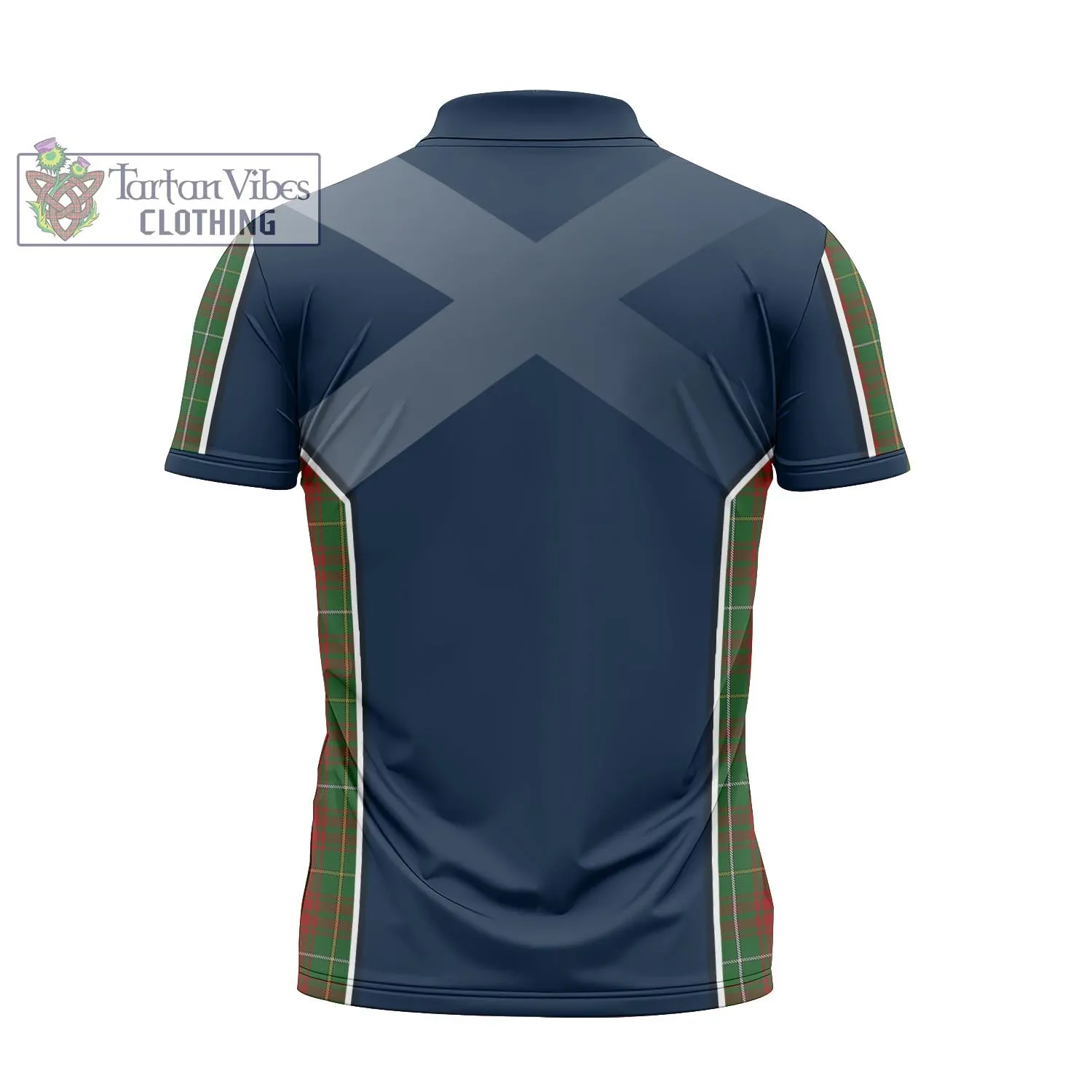 Bruce Hunting Tartan Zipper Polo Shirt with Family Crest and Scottish Thistle Vibes Sport Style