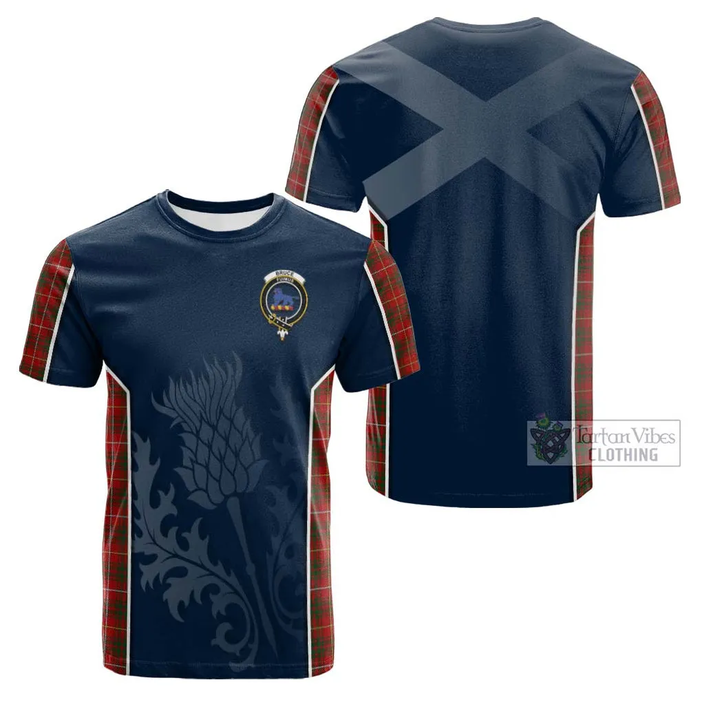 Bruce Tartan Cotton T-shirt with Family Crest and Scottish Thistle Vibes Sport Style