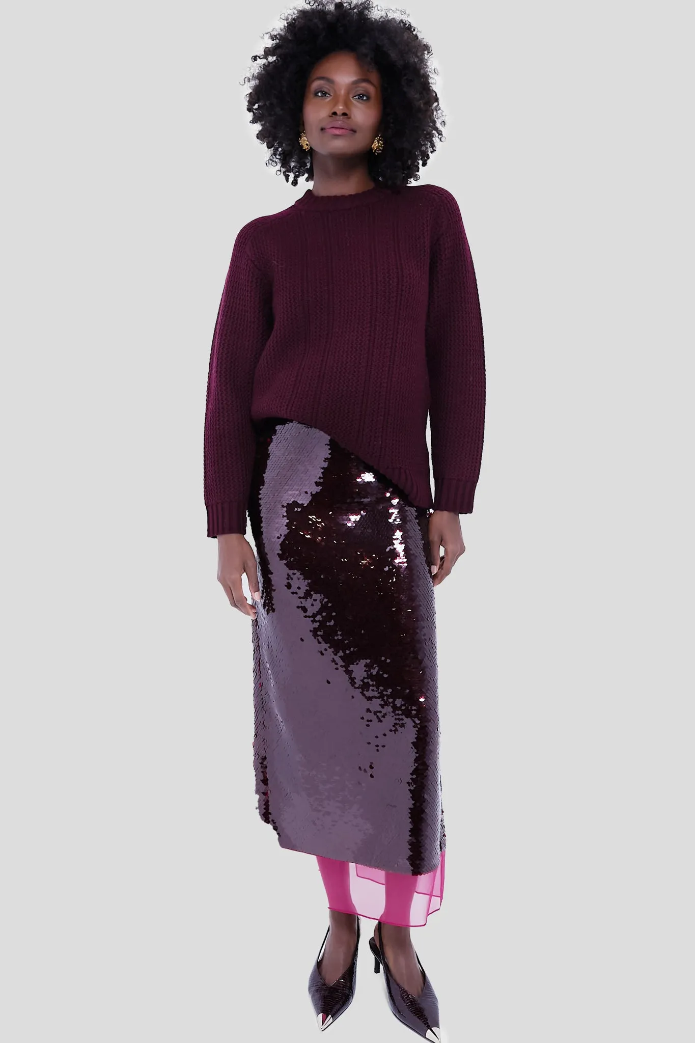 Burgundy Combey Wool Jumper