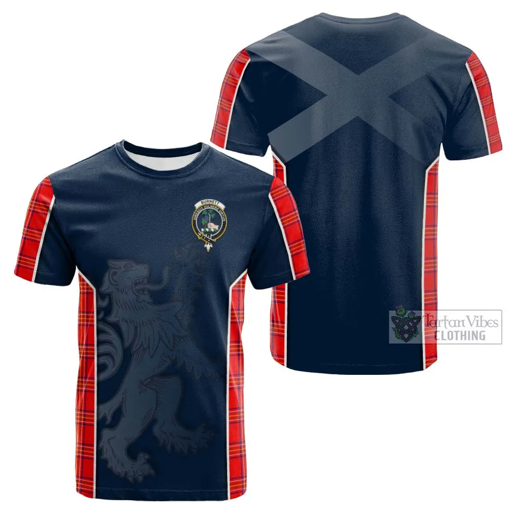 Burnett Modern Tartan Cotton T-shirt with Family Crest and Lion Rampant Vibes Sport Style