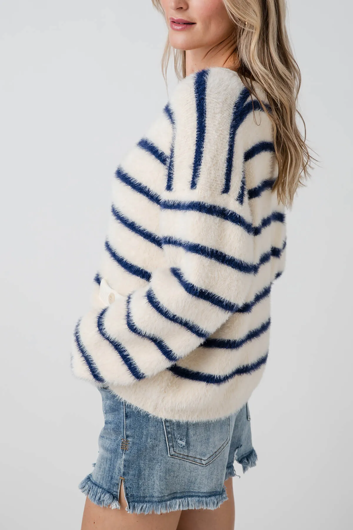 By Together Fuzzy Stripe Cardigan