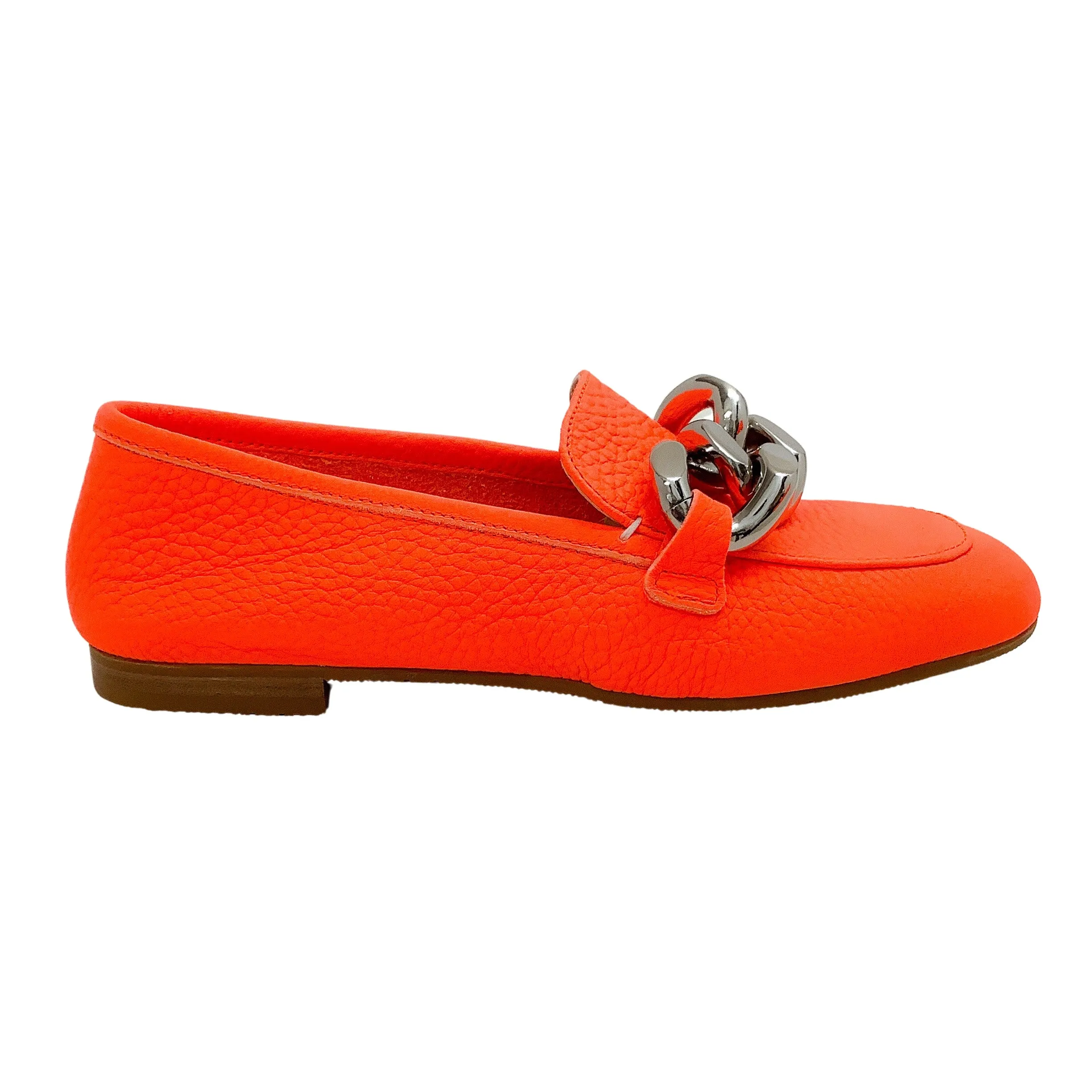 Casadei Orange Antilope Chunky Chain Loafers