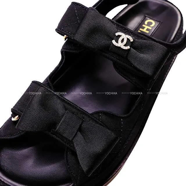 CHANEL sandals Shoes Ladies Sports sandals Matelasse Ribbon COCO mark Noir (Black) #36 G39820[BRAND NEW][Authentic]