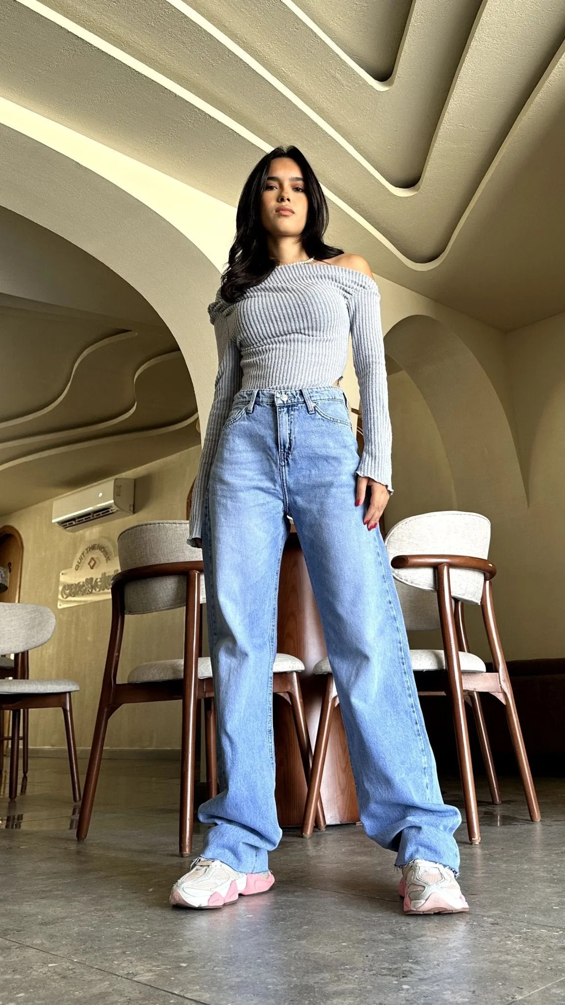 Classic Straight Leg - Light Blue Unfinished Hem Jeans.