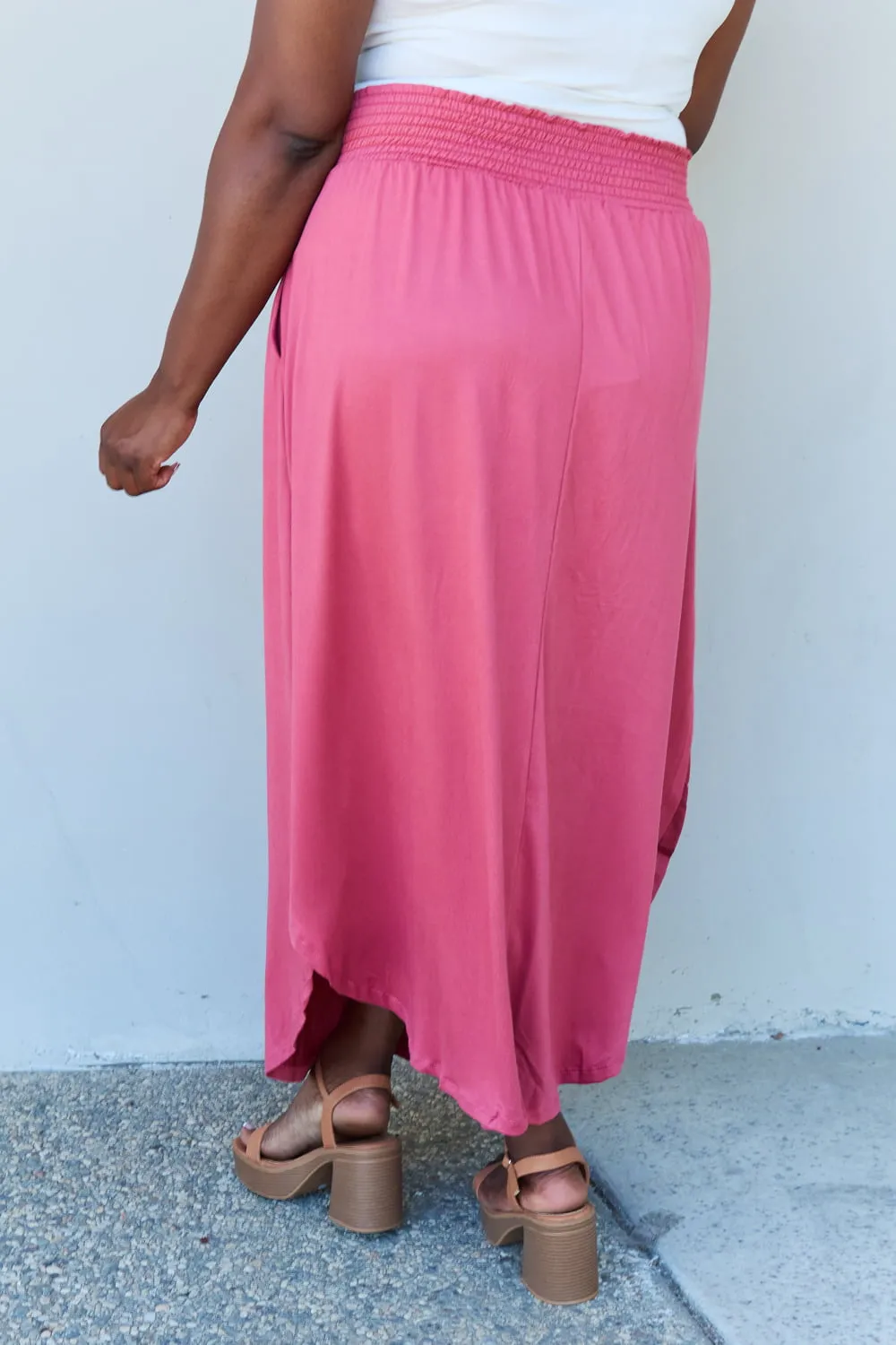 Comfort Princess High Waist Scoop Hem Maxi Skirt in Hot Pink