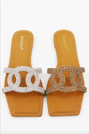 Crystal Embellished Circle Strap Sandal