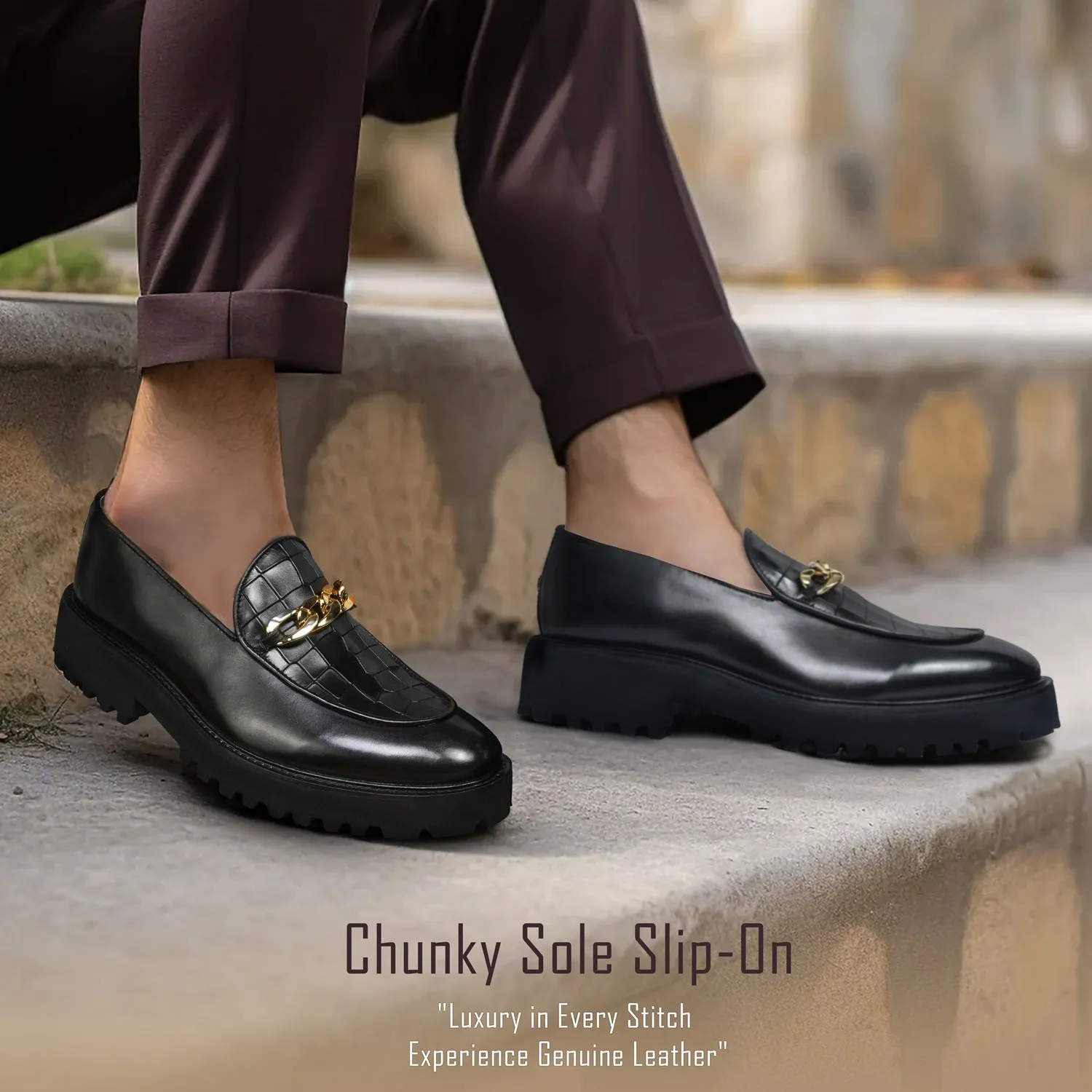 Customized Chunky Sole Loafer with Golden Chain