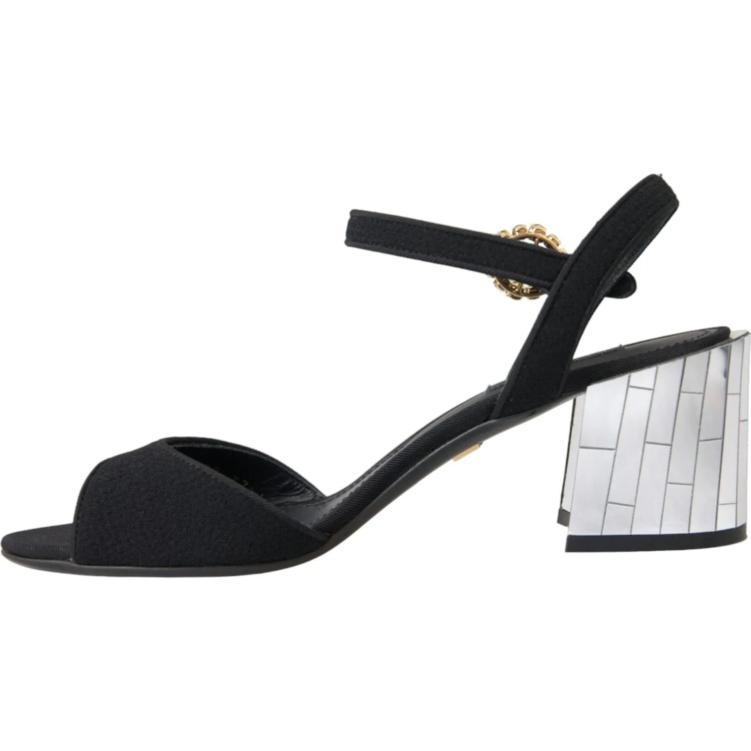 Dolce & Gabbana Black Crystal Ankle Strap Keira Sandal Shoes