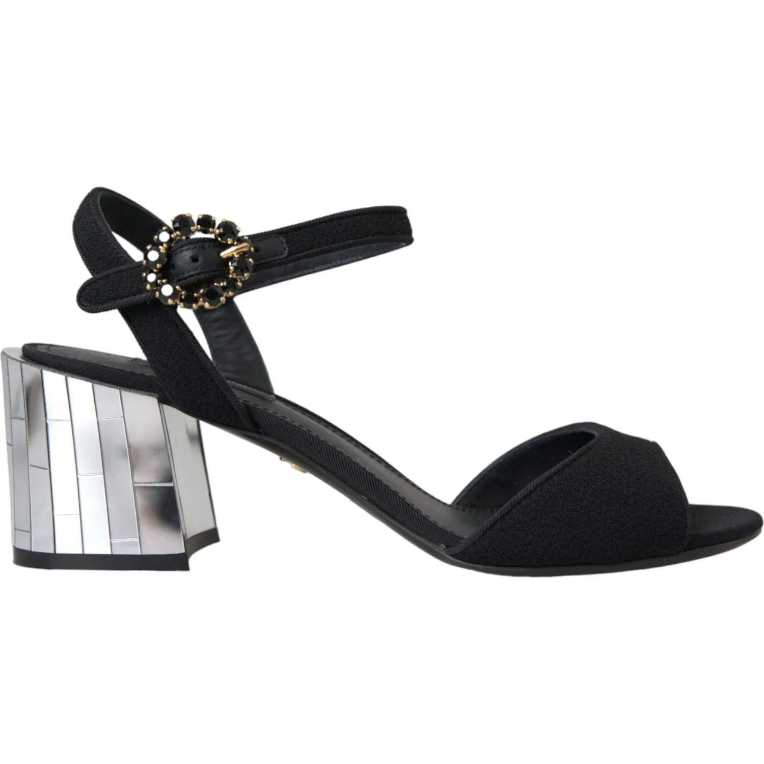 Dolce & Gabbana Black Crystal Ankle Strap Keira Sandal Shoes