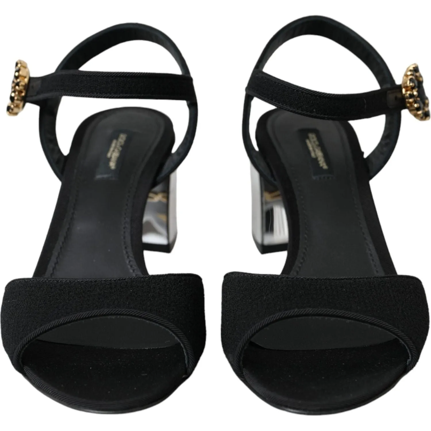 Dolce & Gabbana Black Crystal Ankle Strap Keira Sandal Shoes