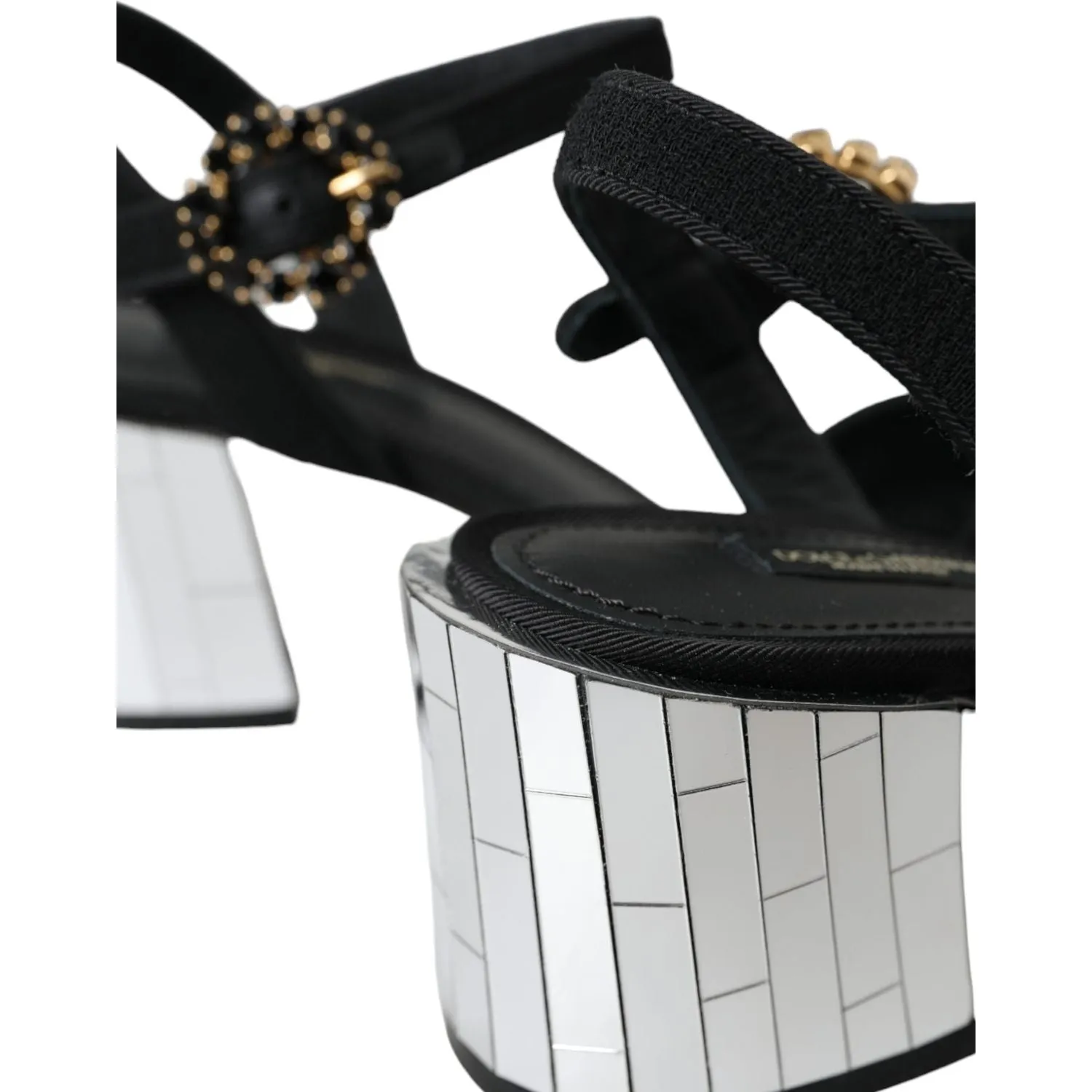 Dolce & Gabbana Black Crystal Ankle Strap Keira Sandal Shoes