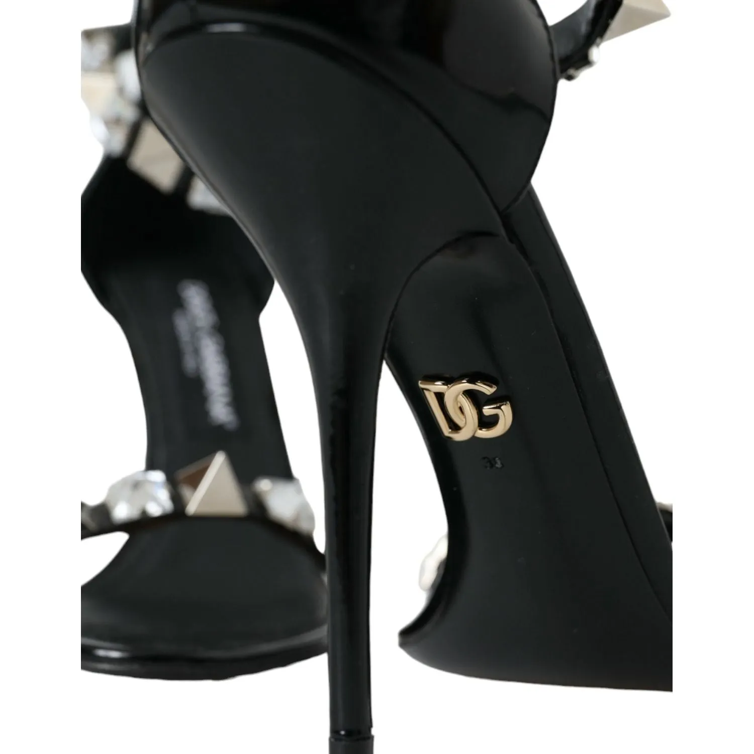 Dolce & Gabbana Black Crystals Sandals Ankle Strap Shoes