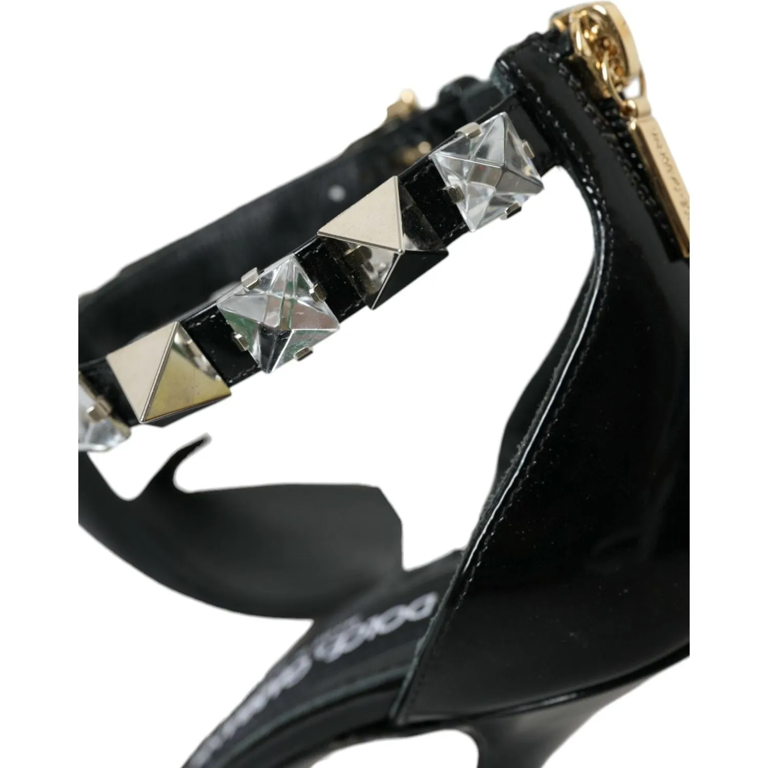 Dolce & Gabbana Black Crystals Sandals Ankle Strap Shoes