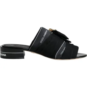 Dolce & Gabbana Black White Crystal Slides Sandals Shoes