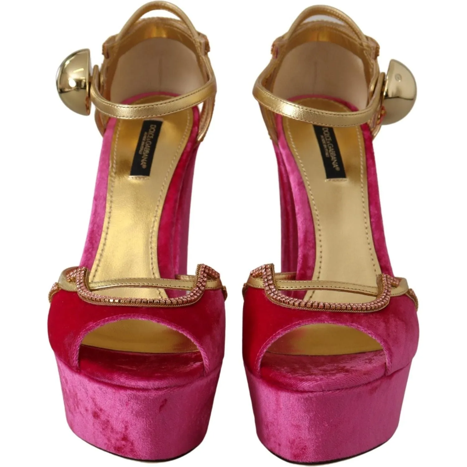 Dolce & Gabbana Ethereal Pink Velvet Crystal Sandals