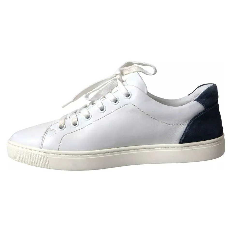 Dolce & Gabbana White Black Leather Low Top Sneakers Portofino Shoes