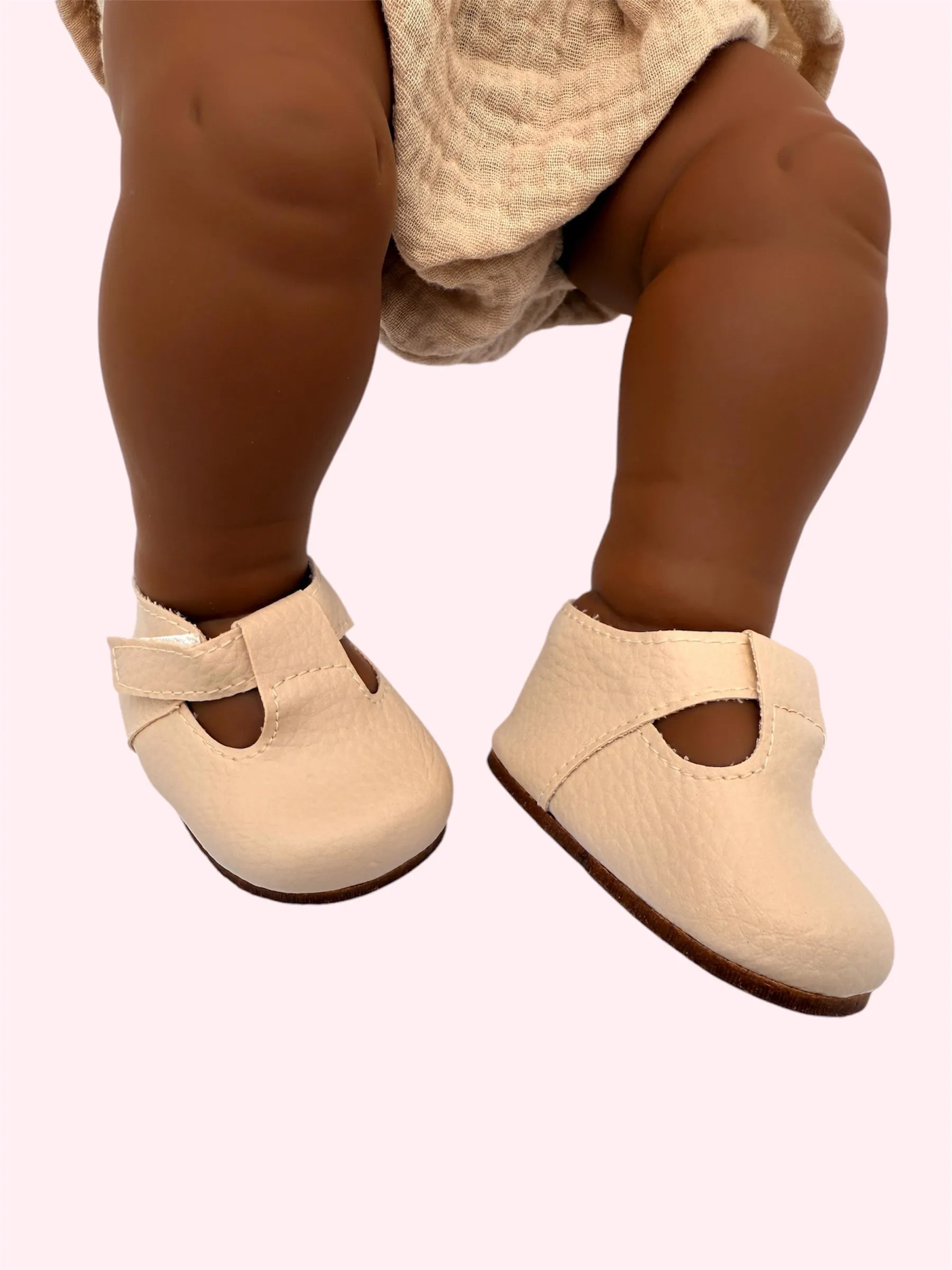 Doll Shoes | Cream 'T-strap' Shoes