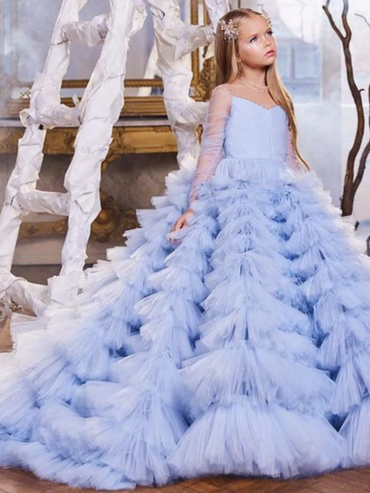 Dreamy Blue Tulle Dress Princess Style Fairy-Tale Light Blue Dress