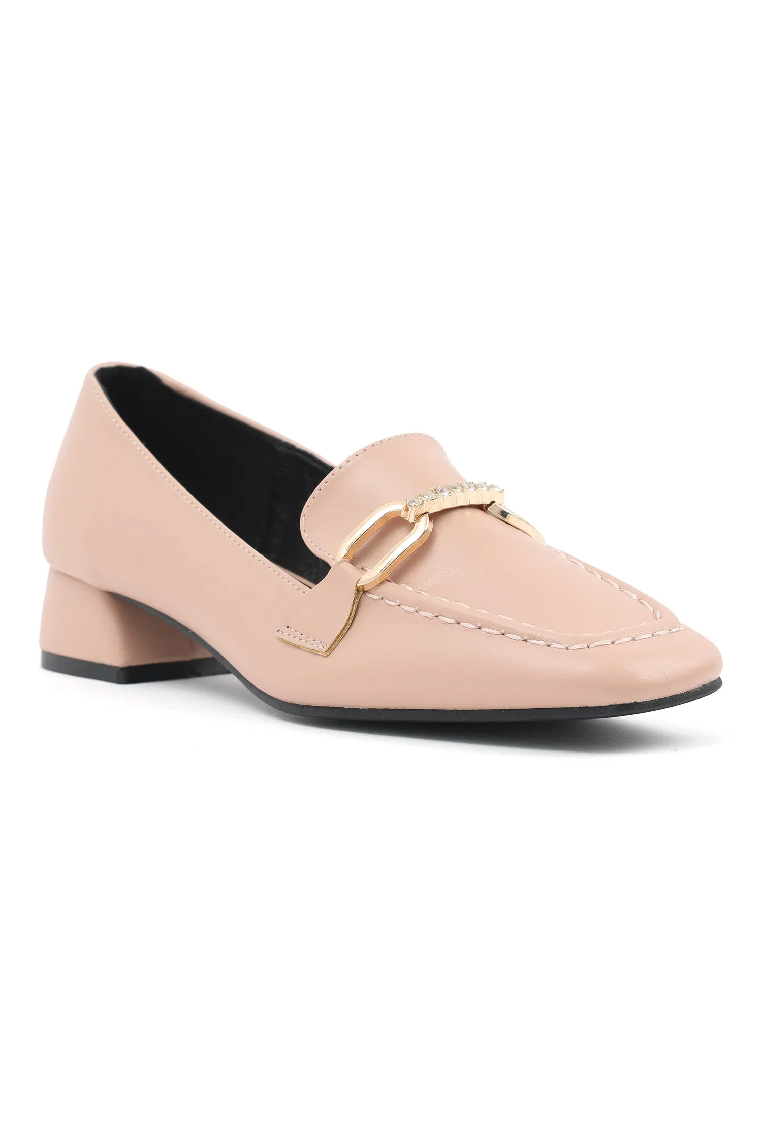 ELEGANT CHAIN LOAFERS-NUDE