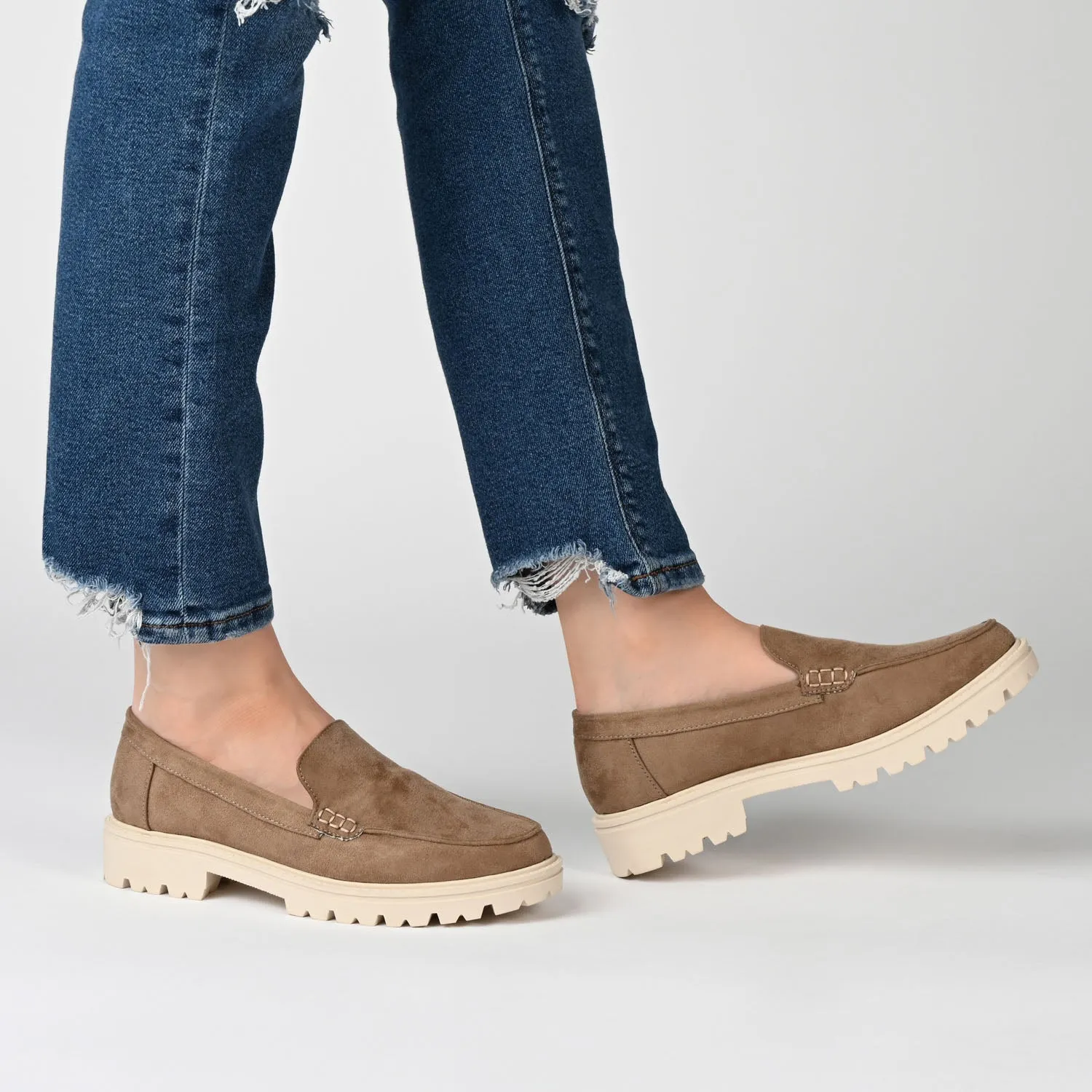 ERIKA LOAFER FLATS IN FAUX SUEDE