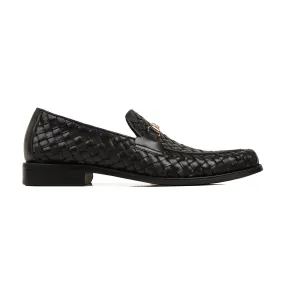 Evie - Men's Black Hand Woven Calf Leather Loafer