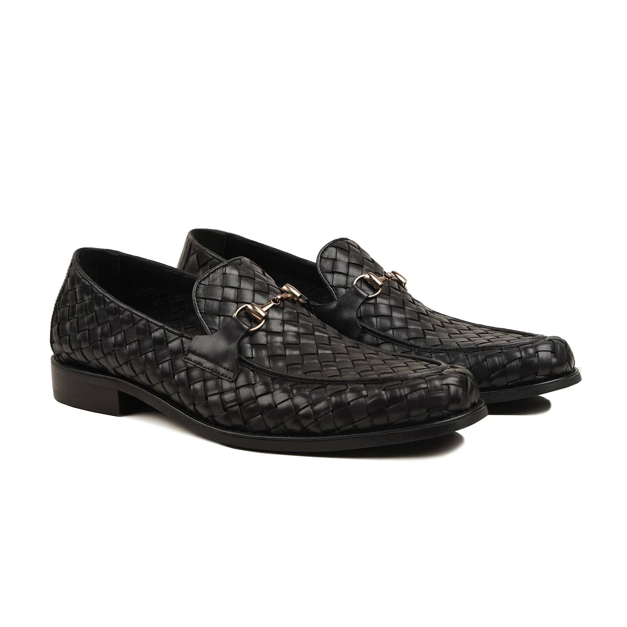 Evie - Men's Black Hand Woven Calf Leather Loafer