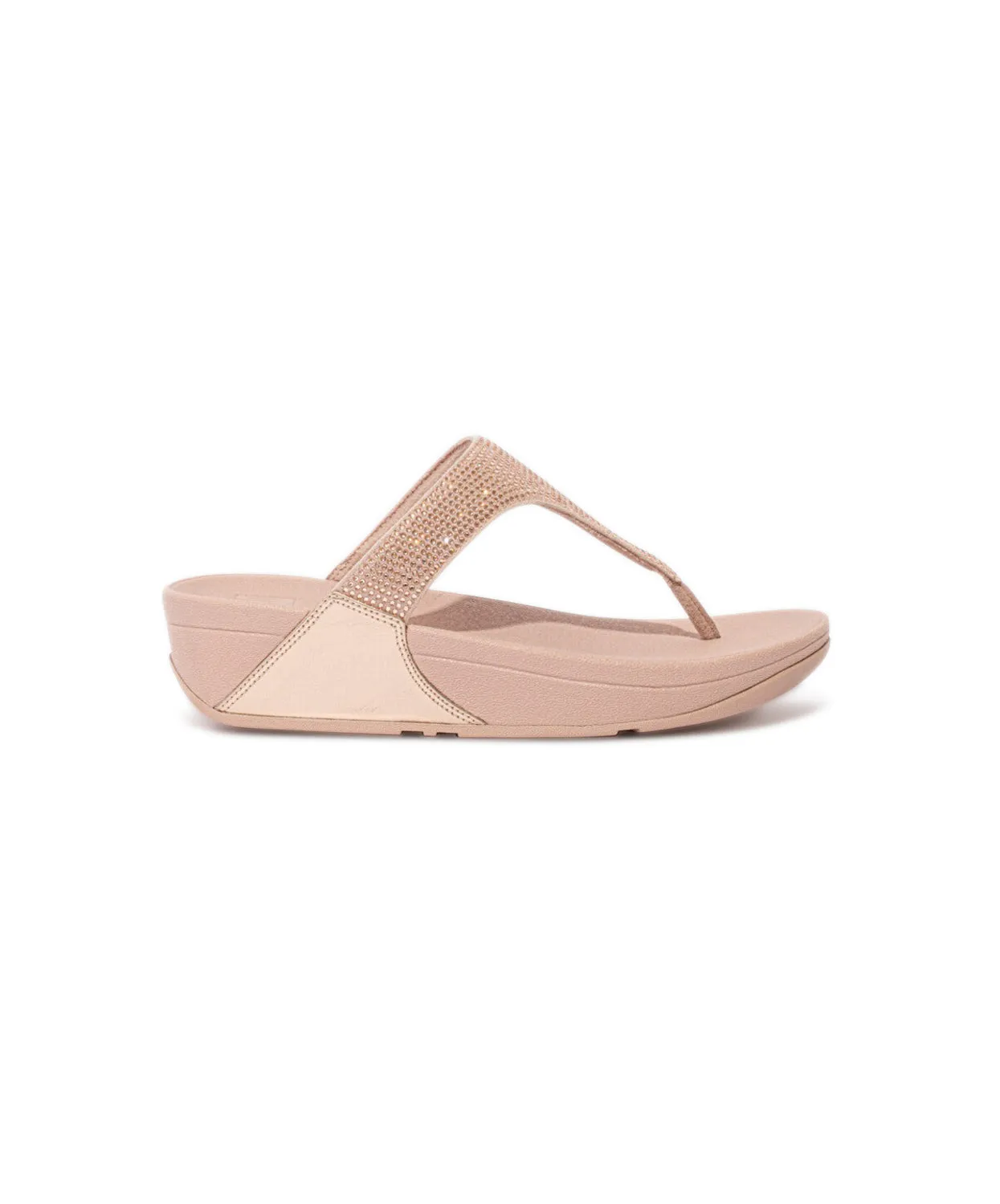 FitFlop Lulu Crystal Embellished Rose Gold Toe Post Sandals