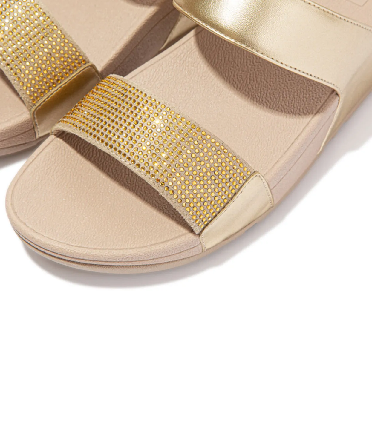 FitFlop Lulu Crystal Embellished Slides Gold