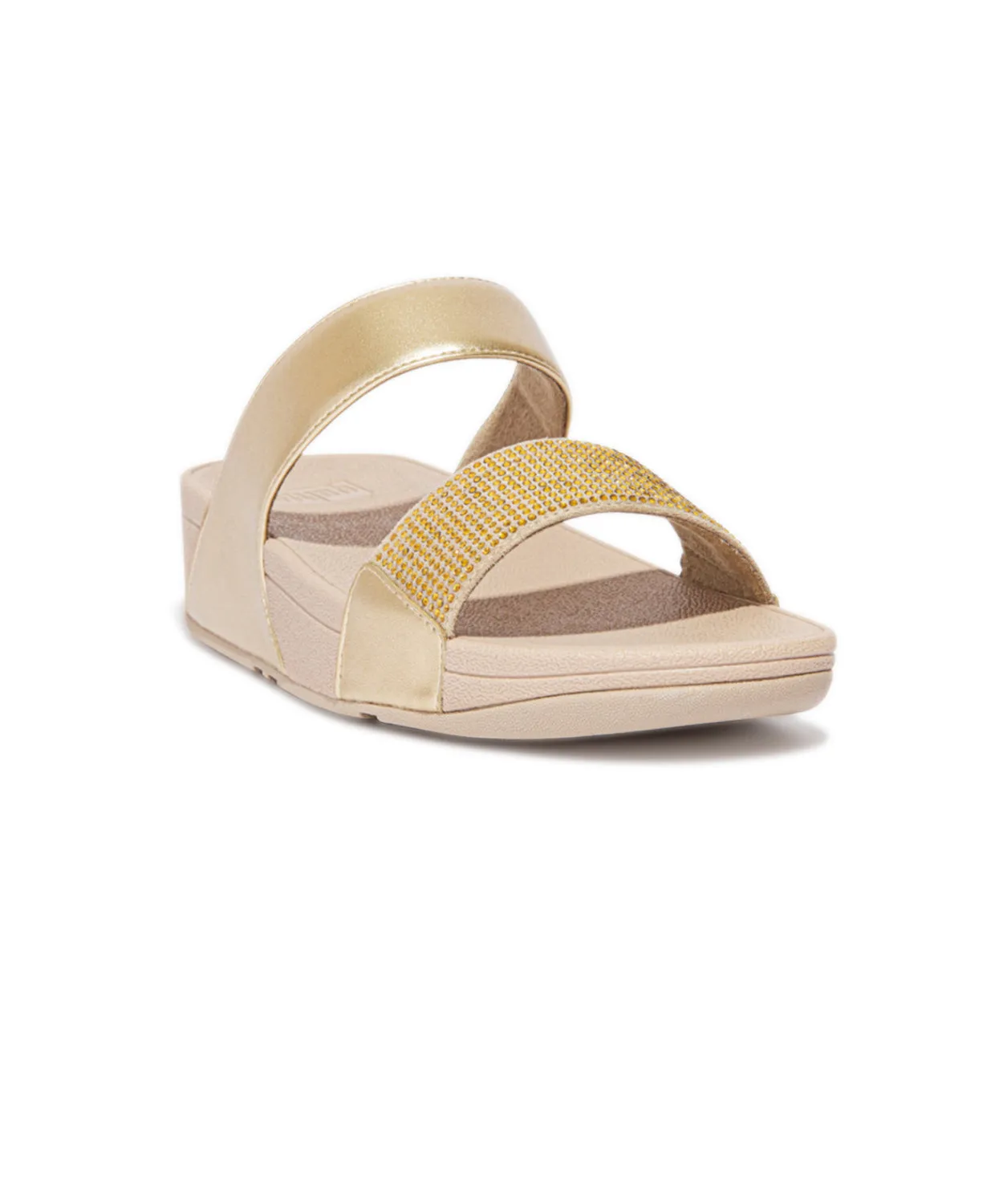 FitFlop Lulu Crystal Embellished Slides Gold