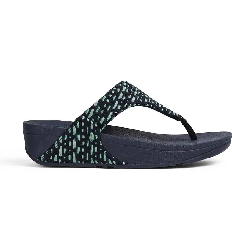 FitFlop Womens Lulu Geo Webbing Toe Post Midnight Navy Mix