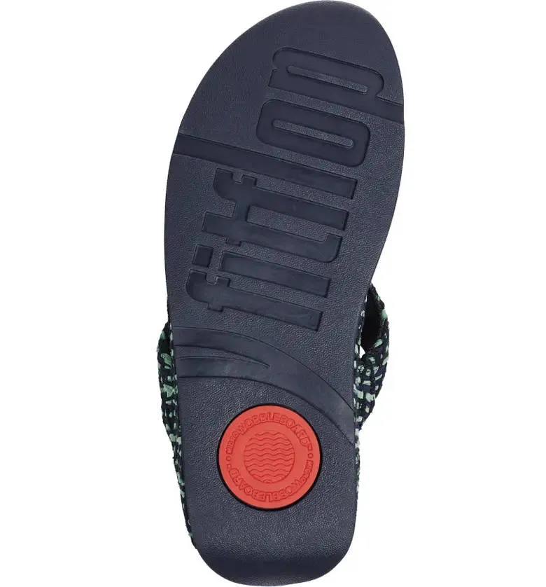 FitFlop Womens Lulu Geo Webbing Toe Post Midnight Navy Mix