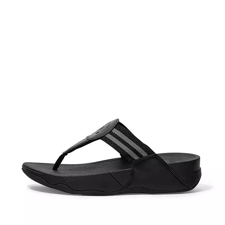 FitFlop Womens Walkstar Webbing Toe-Post Sandals All Black