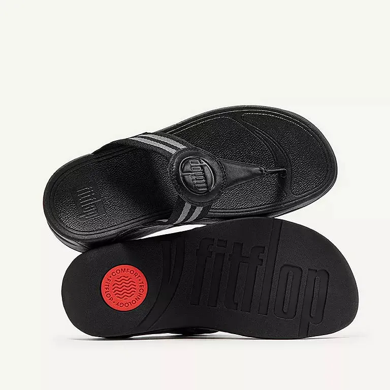 FitFlop Womens Walkstar Webbing Toe-Post Sandals All Black