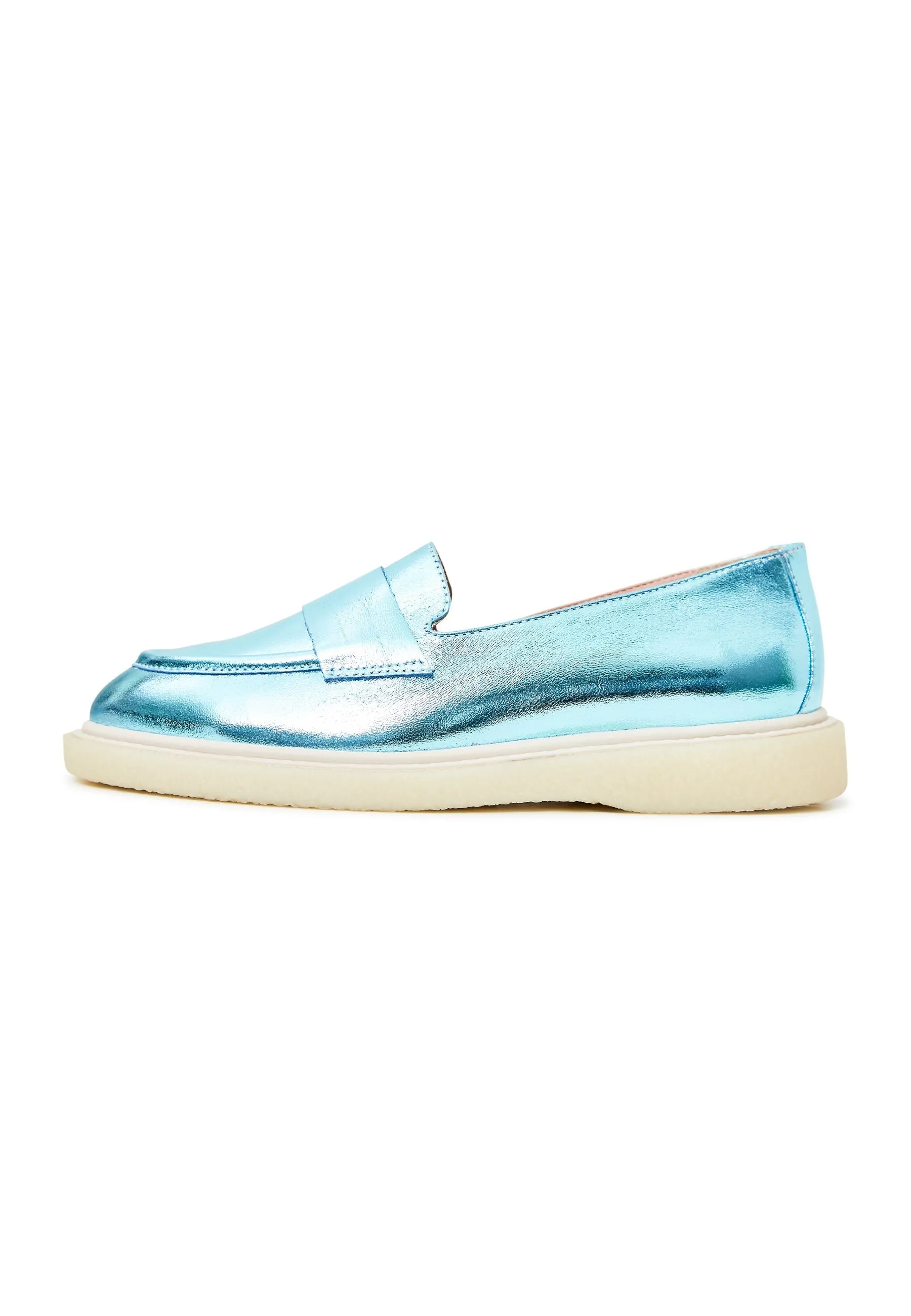 Flat Sole Loafers - Metallic Blue