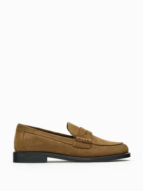 Flat split suede loafers