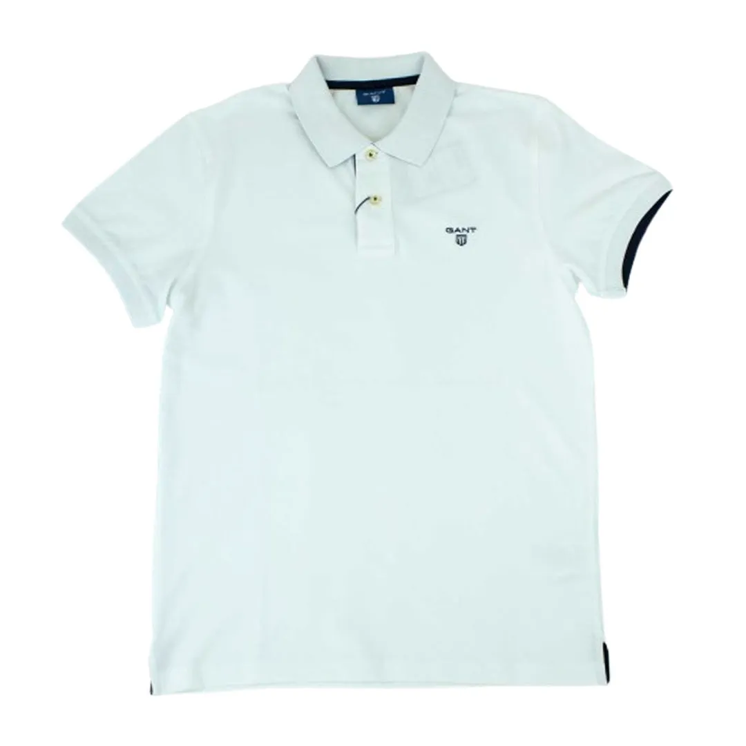 Gant Original SS Pique Contrast Collar White Navy Golfer