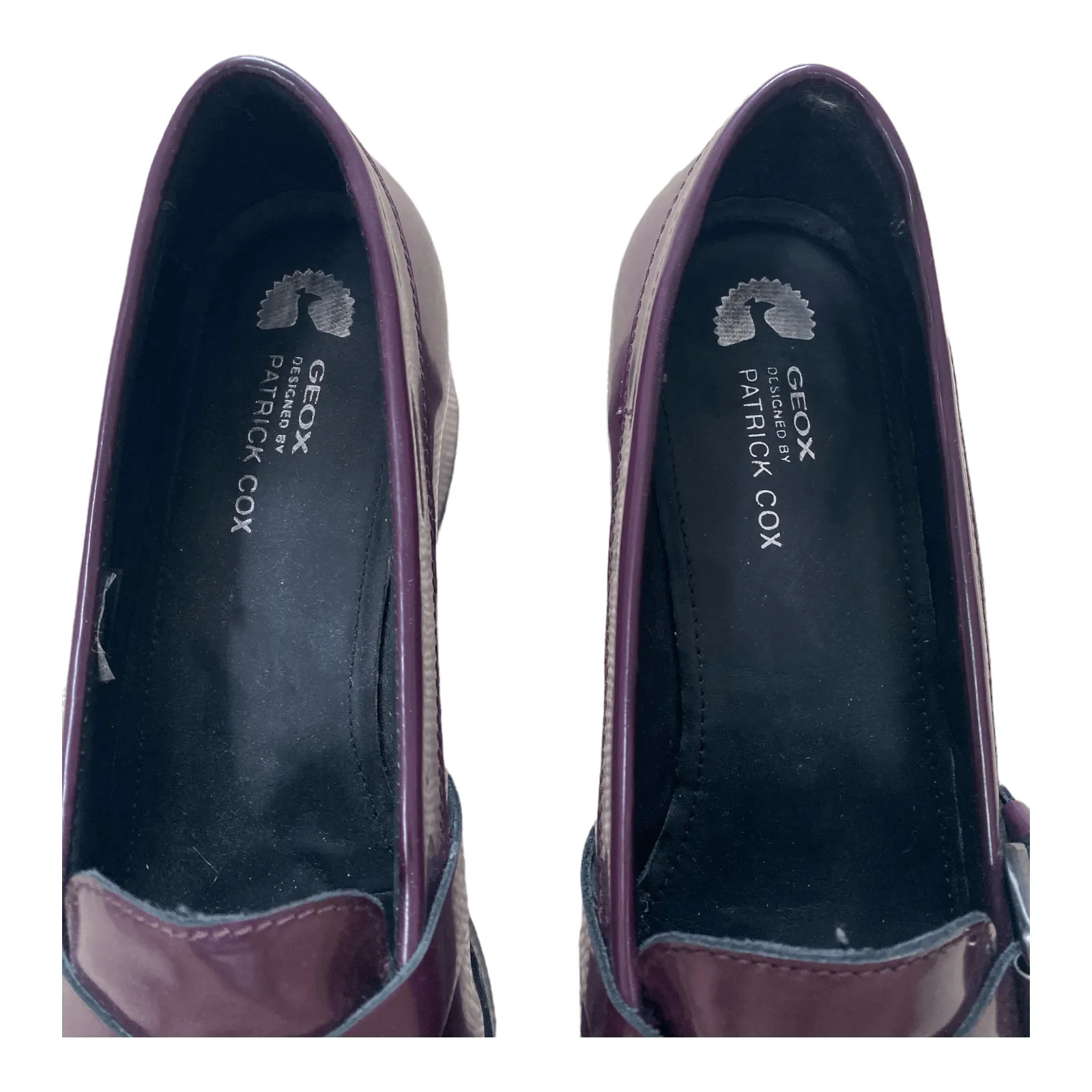 Geox Leather Block Heel Loafers Purple UK 6 EU 39