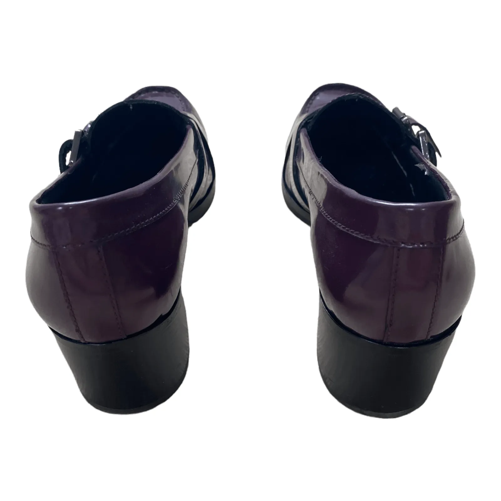 Geox Leather Block Heel Loafers Purple UK 6 EU 39