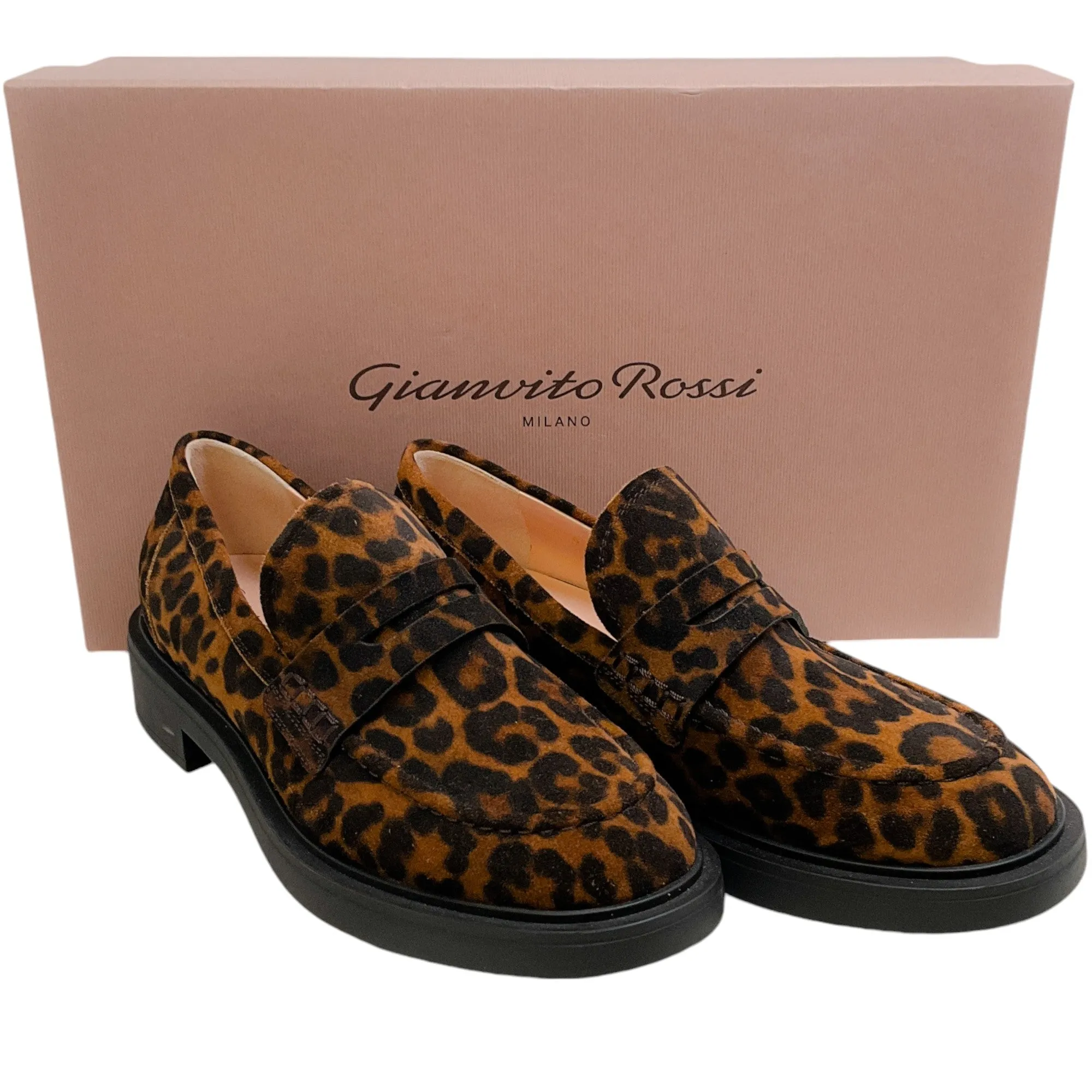 Gianvito Rossi Leopard Suede Harris Loafers