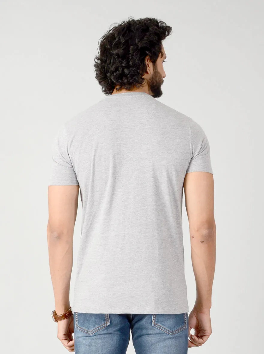 Grey Printed Slim Fit T-shirt | JadeBlue