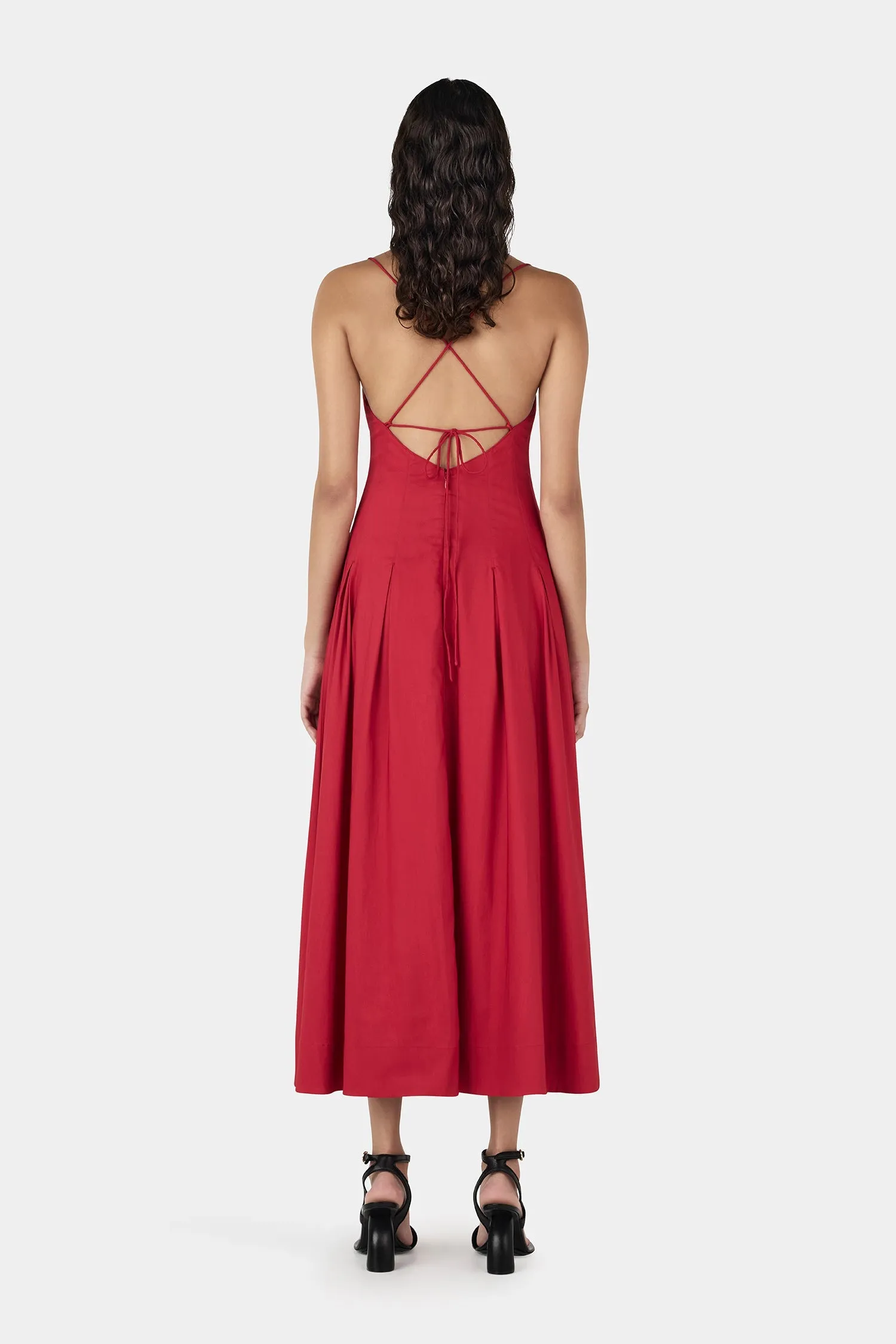 Hansen & Gretel Samba Red Midi Carlotta Dress