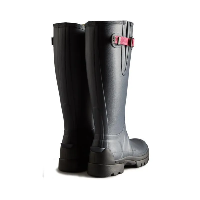 Hunter Balmoral Side Adjustable 3mm Neoprene Ladies Wellington Boots - Navy/Peppercorn