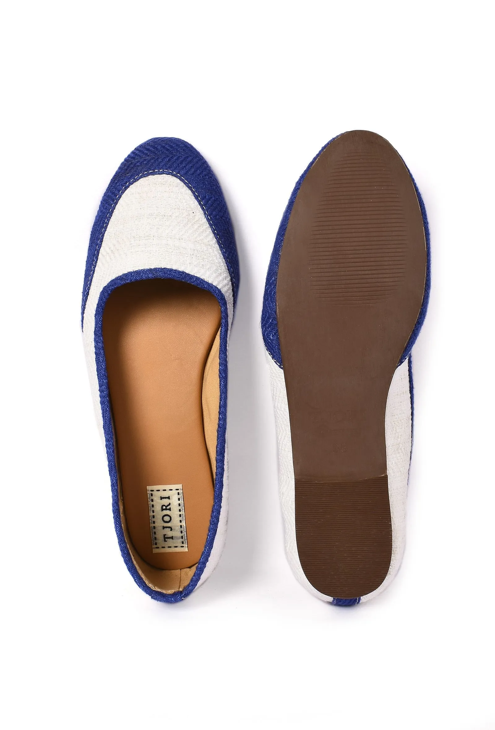 Ink Blue and White Pure Hemp Ballerinas