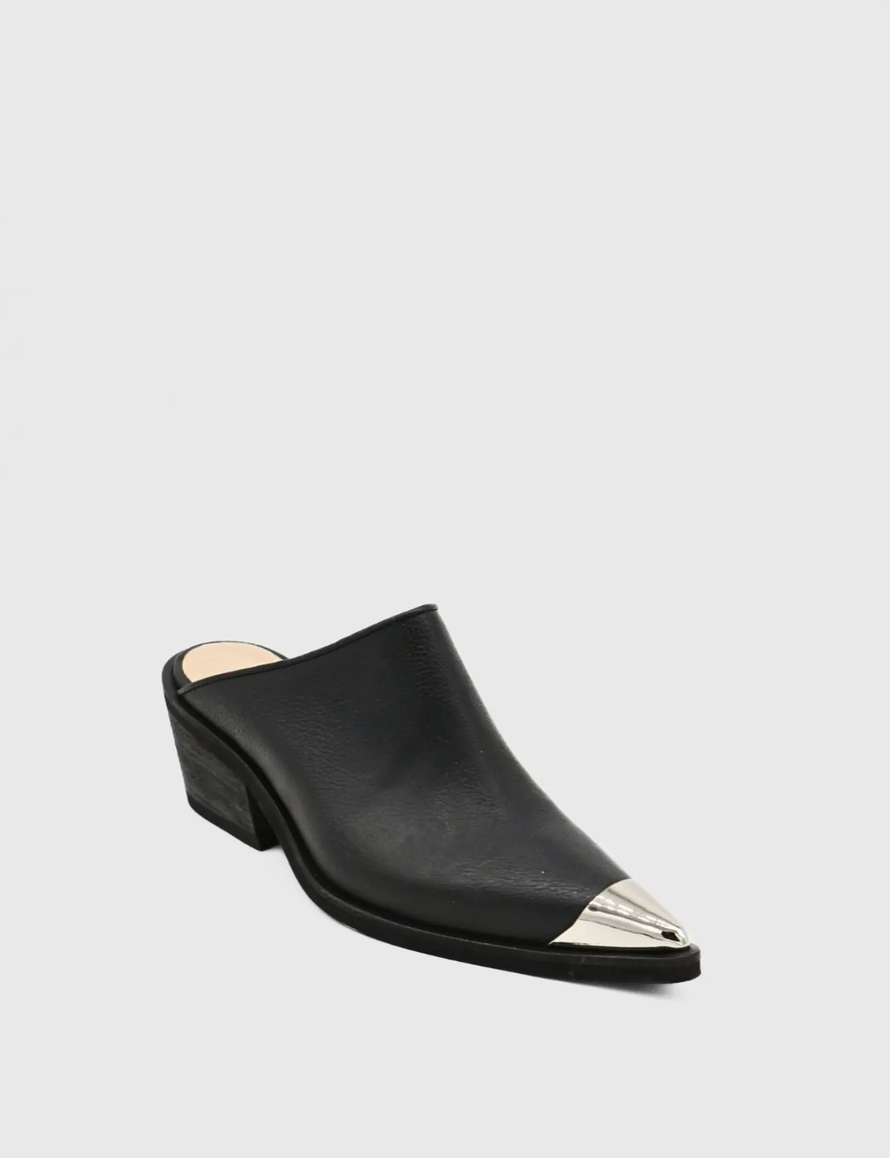 Isabelle western mules in black leather womens shoes