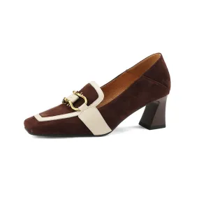 Karen Suede Womens Loafer Heels Brown